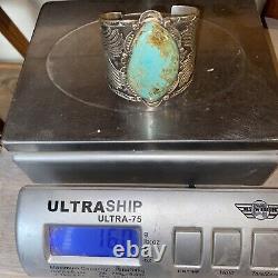 Huge Navajo Albert Cleveland Silver Turquoise Eagle Overlay Cuff Bracelet 160 Gr