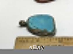 Huge Old Pawn Vintage Navajo Sterling Blue Turquoise Pendant (18.5g)