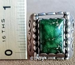 Huge Sz 15 Heavy Vintage Signed Art Acoya Navajo Sterling Silver Turquoise Ring