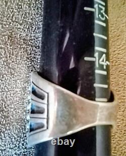 Huge Sz 15 Heavy Vintage Signed Art Acoya Navajo Sterling Silver Turquoise Ring
