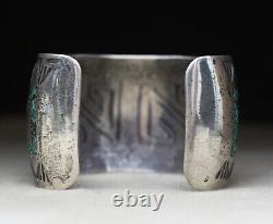 Huge Vintage Native American Navajo Sterling Silver Turquoise Cuff Bracelet