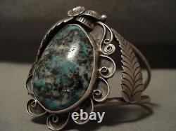 Huge Vintage Navajo Chrysocholla Silver Bracelet Old