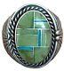 Huge Vintage Navajo'Green Turquoise Inlay' Native American Jewelry Silver Ring
