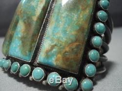 Huge Vintage Navajo Green Turquoise Sterling Silver Bracelet