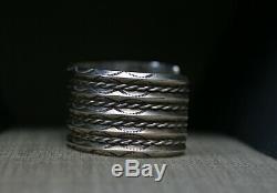 Huge Vintage Navajo Native American Sterling Silver Twisted Rope Cuff Bracelet