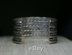 Huge Vintage Navajo Native American Sterling Silver Twisted Rope Cuff Bracelet