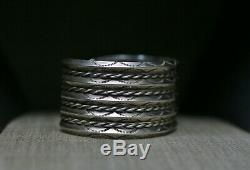 Huge Vintage Navajo Native American Sterling Silver Twisted Rope Cuff Bracelet