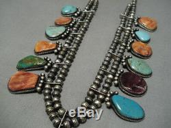 Important Gregory Pat Vintage Navajo Sterling Silver Squash Blossom Necklace