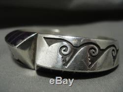 Important Lonn Parker Sugulite Vintage Navajo Silver Geometric Bracelet