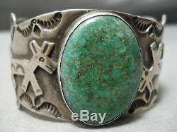 Important Paul Yellowhorse Vintage Navajo Turquoise Sterling Silver Bracelet
