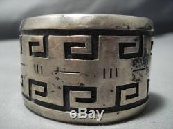 Important Vintage Hopi Lou Jasytewa Sterling Silver Maze Bracelet Old