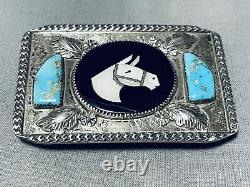 Important Vintage Mikey Simplicio Zuni Turquoise Sterling Silver Buckle