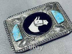 Important Vintage Mikey Simplicio Zuni Turquoise Sterling Silver Buckle