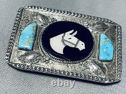 Important Vintage Mikey Simplicio Zuni Turquoise Sterling Silver Buckle