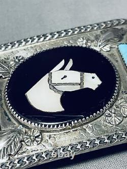 Important Vintage Mikey Simplicio Zuni Turquoise Sterling Silver Buckle