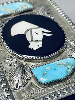 Important Vintage Mikey Simplicio Zuni Turquoise Sterling Silver Buckle