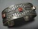 Important Vintage Navajo Chee Sterling Silver Coral Bracelet Old