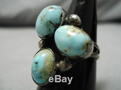 Important Vintage Navajo Dry Creek Turquoise Sterling Silver Ring Old
