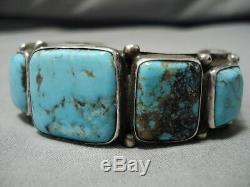 Important Vintage Navajo Fiero Turquoise Sterling Silver Bracelet