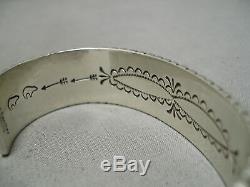 Important Vintage Navajo Hand Tooled Alex Sanchez Sterling Silver Bracelet Old