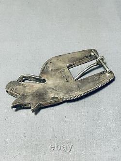 Important Vintage Zuni Turquoise Sterling Silver Horse Buckle