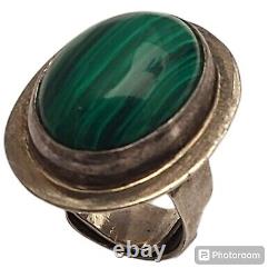 Impressive Farfan Taxco Mexico Sterling Silver Malachite Ringsz10