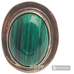 Impressive Farfan Taxco Mexico Sterling Silver Malachite Ringsz10