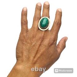 Impressive Farfan Taxco Mexico Sterling Silver Malachite Ringsz10