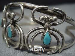Impressive Vintage Navajo Sterling Silver Spiders Bracelet