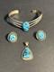 Incredible Vtg Navajo RB Sterling 4 pc. Turquoise pendant-bracelet-earrings