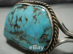 Intricate Spiderweb Turquoise! Vintage Navajo Sterling Silver Bracelet