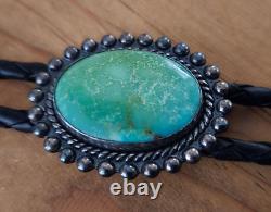JANE YIKAAZBA POPOVITCH Navajo Vintage 30s/50s Turquoise Sterling Bolo Tie