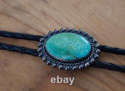 JANE YIKAAZBA POPOVITCH Navajo Vintage 30s/50s Turquoise Sterling Bolo Tie
