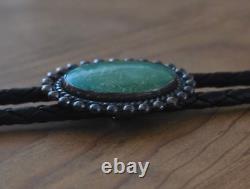 JANE YIKAAZBA POPOVITCH Navajo Vintage 30s/50s Turquoise Sterling Bolo Tie