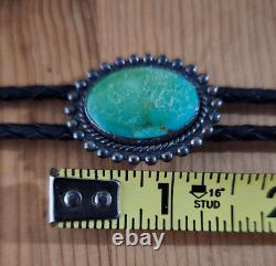 JANE YIKAAZBA POPOVITCH Navajo Vintage 30s/50s Turquoise Sterling Bolo Tie