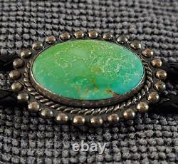 JANE YIKAAZBA POPOVITCH Navajo Vintage 30s/50s Turquoise Sterling Bolo Tie