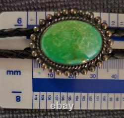 JANE YIKAAZBA POPOVITCH Navajo Vintage 30s/50s Turquoise Sterling Bolo Tie