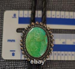 JANE YIKAAZBA POPOVITCH Navajo Vintage 30s/50s Turquoise Sterling Bolo Tie
