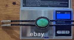 JANE YIKAAZBA POPOVITCH Navajo Vintage 30s/50s Turquoise Sterling Bolo Tie