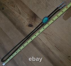 JANE YIKAAZBA POPOVITCH Navajo Vintage 30s/50s Turquoise Sterling Bolo Tie