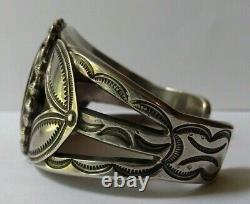 John Gordon Leak Weighty Vintage Zuni Silver Inlay Knifewing Cuff Bracelet