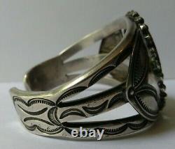 John Gordon Leak Weighty Vintage Zuni Silver Inlay Knifewing Cuff Bracelet