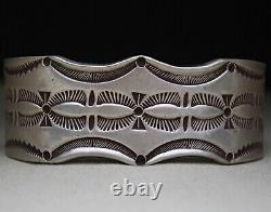 John Lucio Vintage Native American Navajo Sterling Silver Heavy Cuff Bracelet