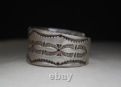 John Lucio Vintage Native American Navajo Sterling Silver Heavy Cuff Bracelet