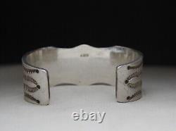 John Lucio Vintage Native American Navajo Sterling Silver Heavy Cuff Bracelet