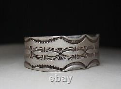 John Lucio Vintage Native American Navajo Sterling Silver Heavy Cuff Bracelet