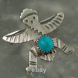 K4134 1970S Turquoise Brooch Pin Indian Jewelry Vintage Modern Native American
