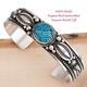 KINGMAN Turquoise Bracelet Sterling Silver HAPPY PIASSO Navajo Black Spiderweb
