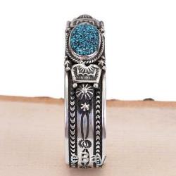 KINGMAN Turquoise Bracelet Sterling Silver Natural HAPPY PIASSO Navajo Spiderweb