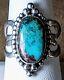 LARGE EARLY VINTAGE NAVAJO STERLING SILVER FINE NATURAL TURQUOISE RING sz 8.5